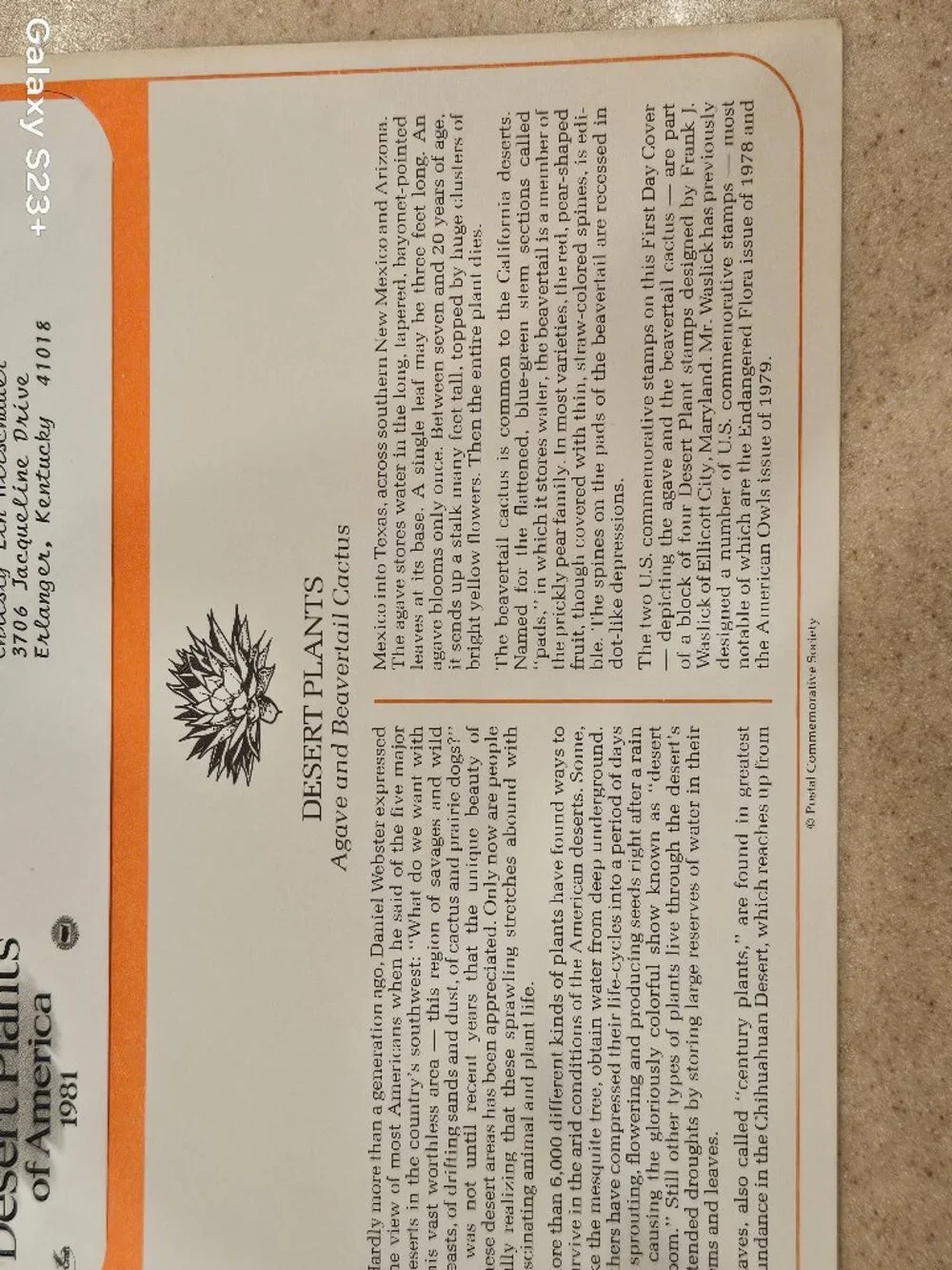 RARE COLLECTIBLE USPS 1ST DAY ISSUE COVER DESERT PLANTS AGAVE CACTUS STAMP FDC